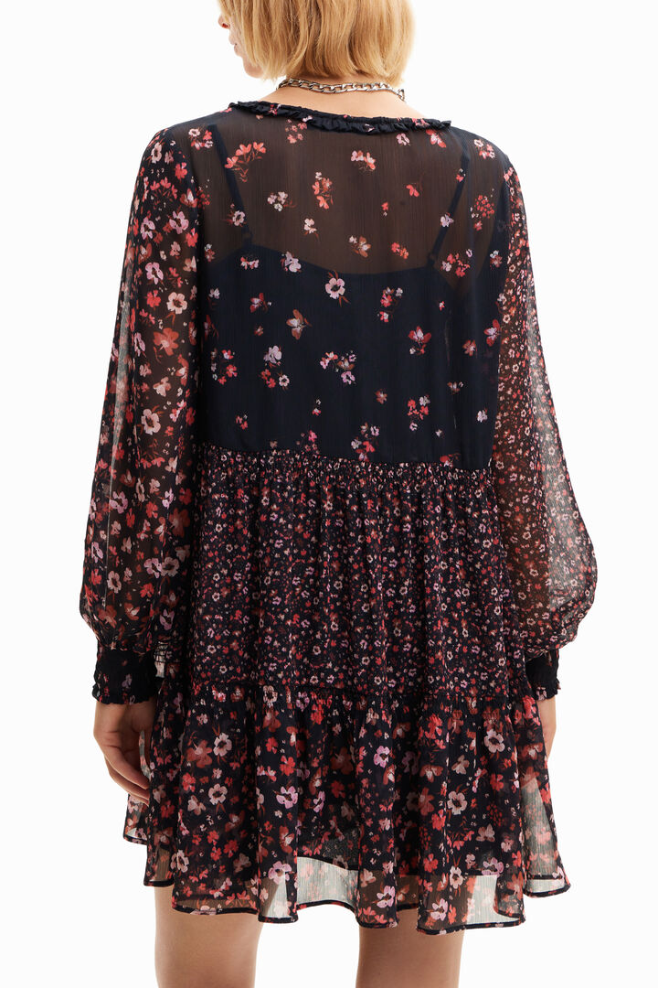 Kurzes Gaze-Kleid Blumen | Desigual