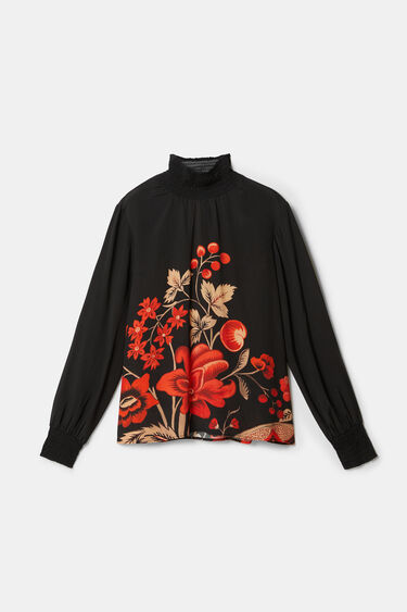 Blumige Bluse Mit Hohem Kragen Desigual Com