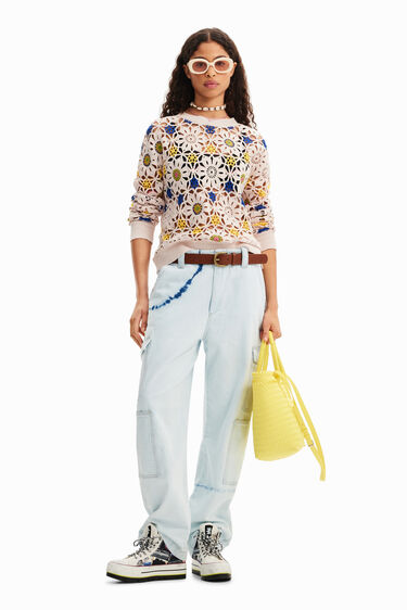 Flower crochet pullover | Desigual