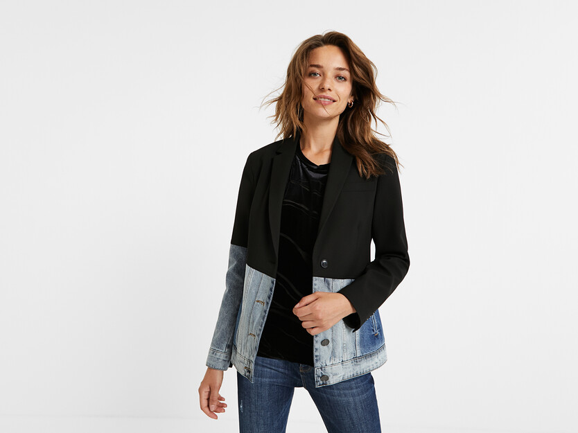 slim hybrid bimaterial blazer
