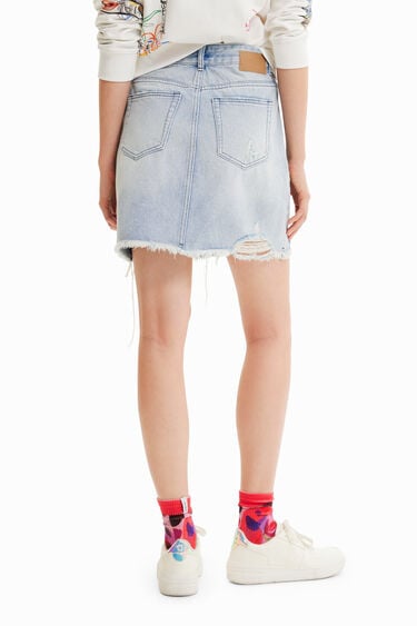 Denim criss-cross waist mini skirt | Desigual