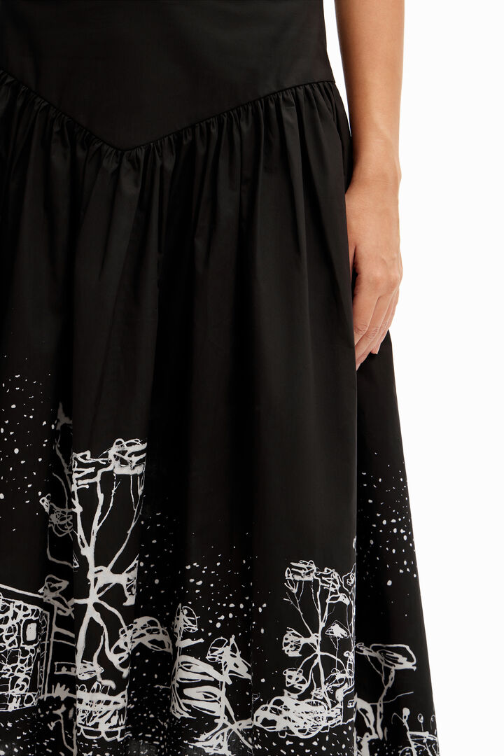 Poplin landscape midi skirt | Desigual