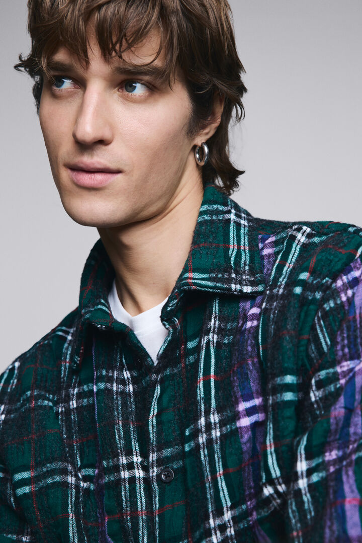 Long-sleeve checkered shirt with zipper | Desigual