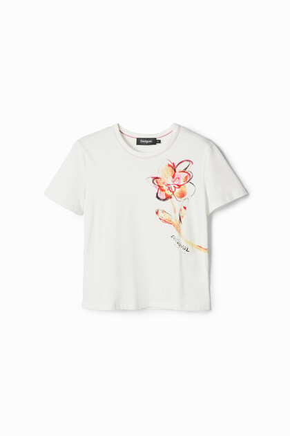 Short-sleeve flower T-shirt