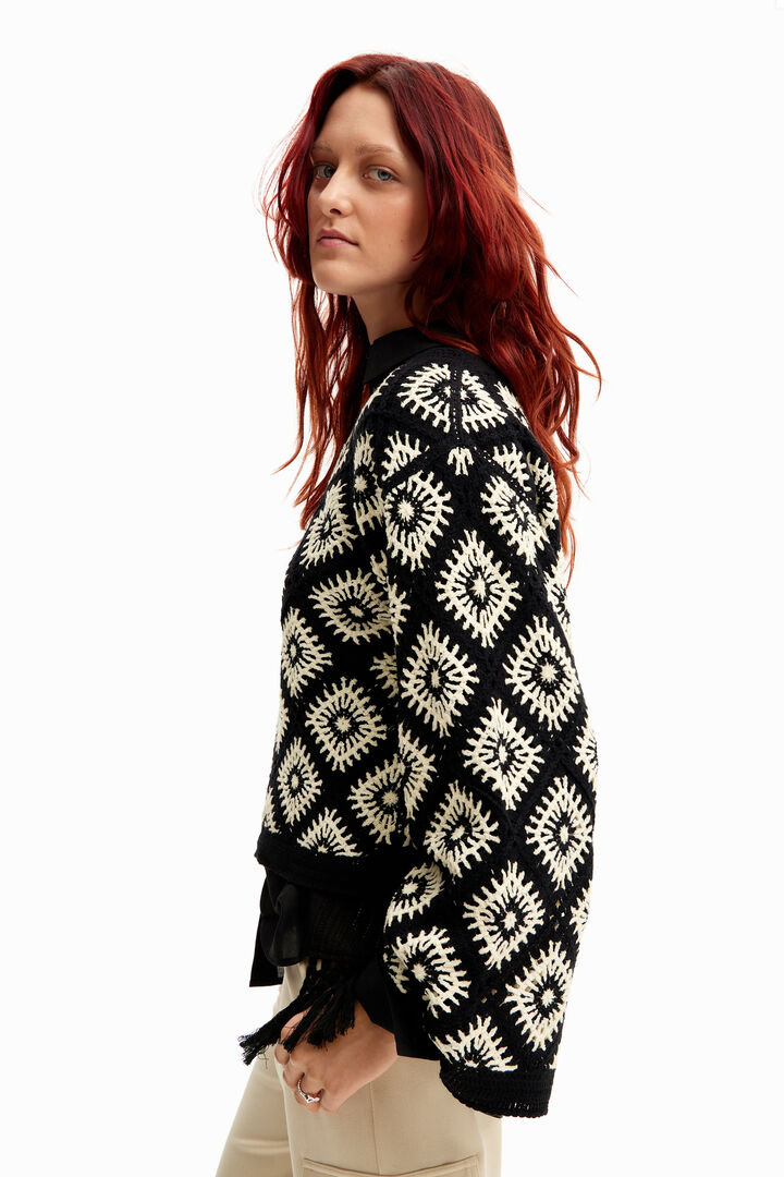 Crochet jumper with geometric patterns | Desigual