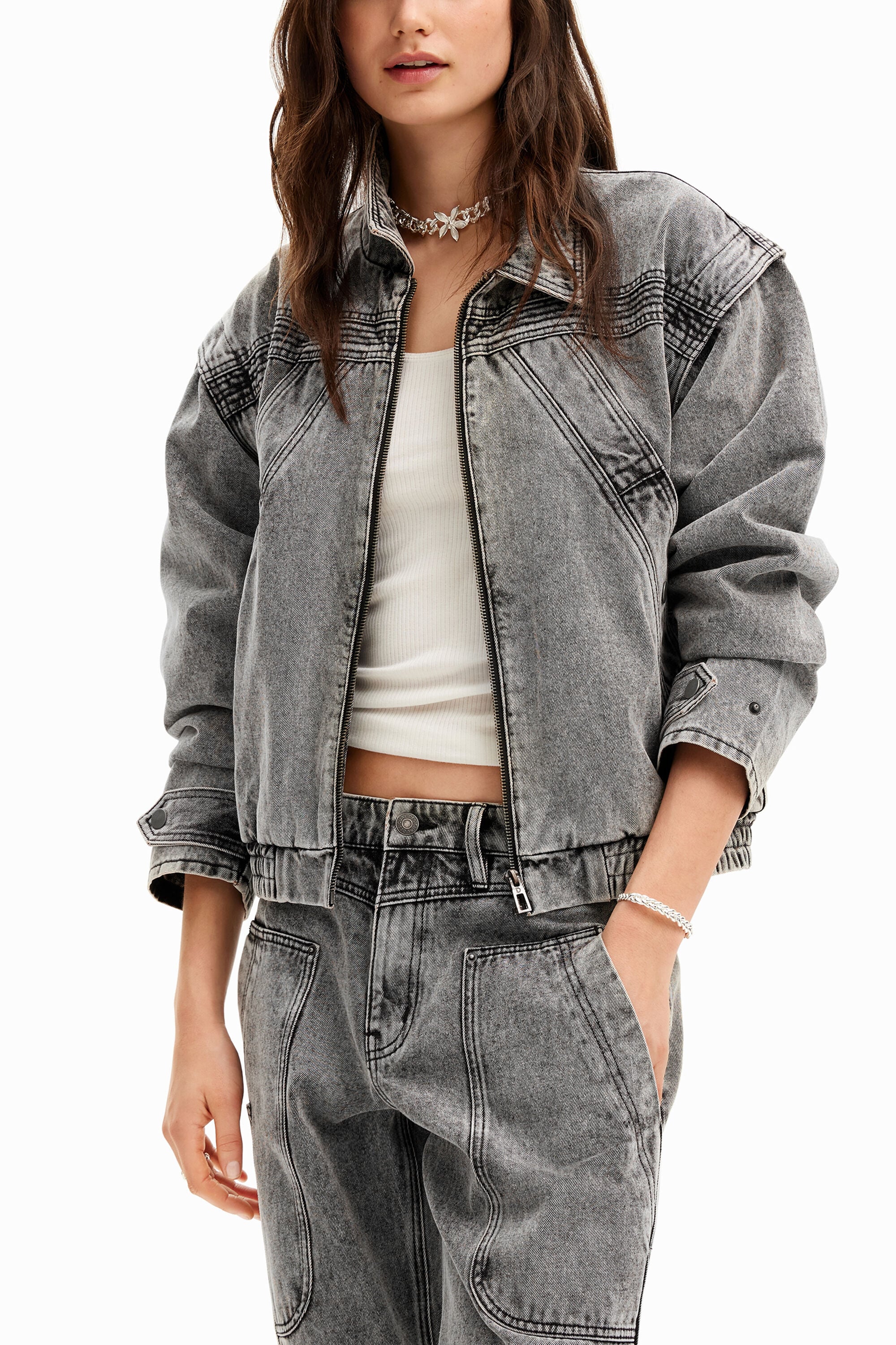 Women's Denim detachable sleeve jacket I Desigual.com