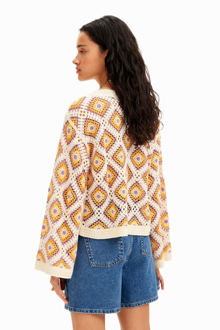 Crochet jumper with geometric patterns | Desigual