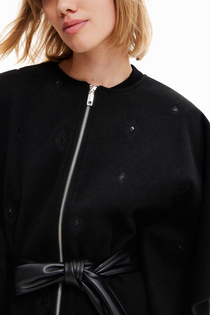 Poncho-cape belt and zipper | Desigual