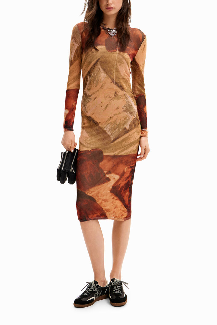 Robe midi maille paysage | Desigual