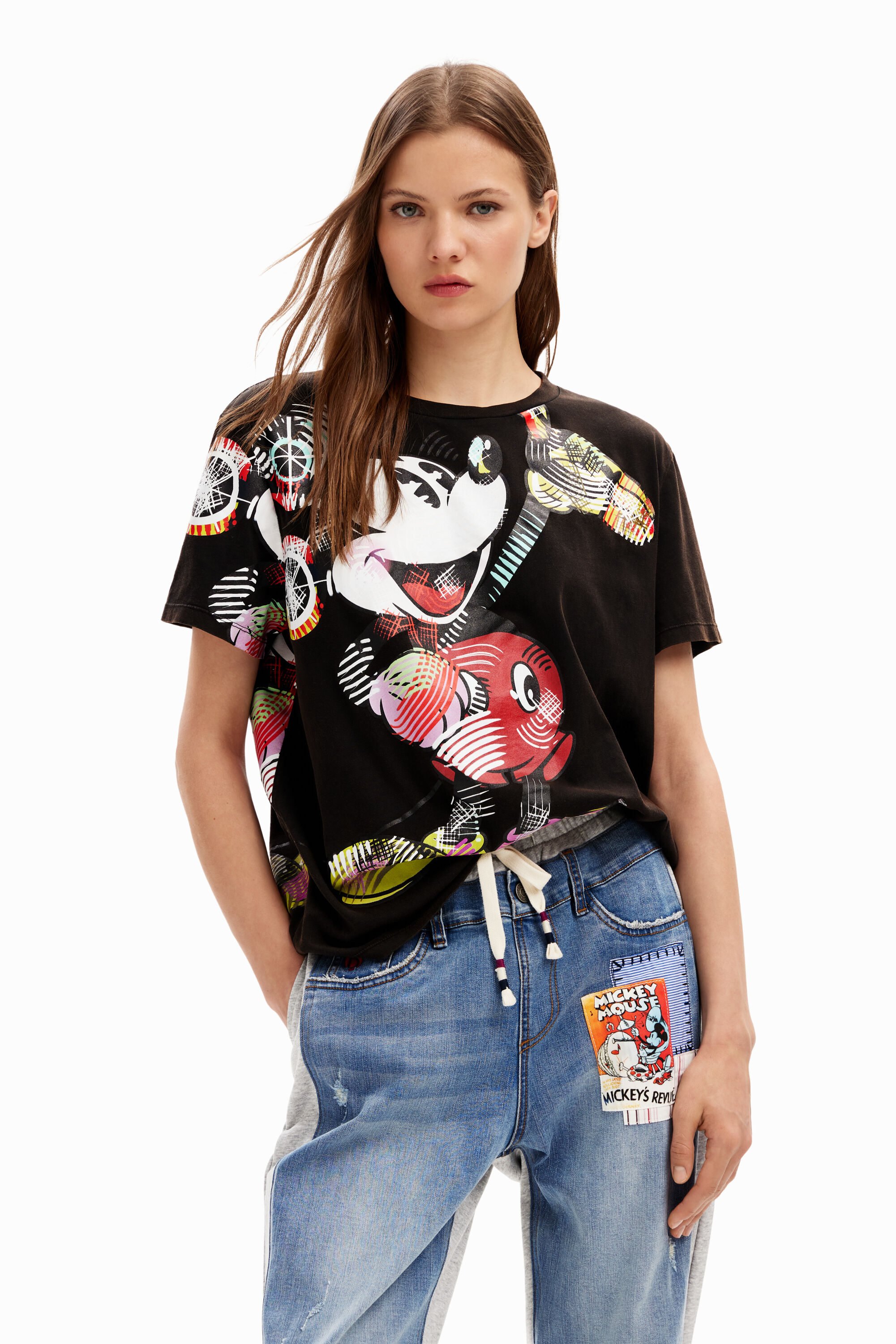 Arty Mickey Mouse T-shirt - BLACK - L