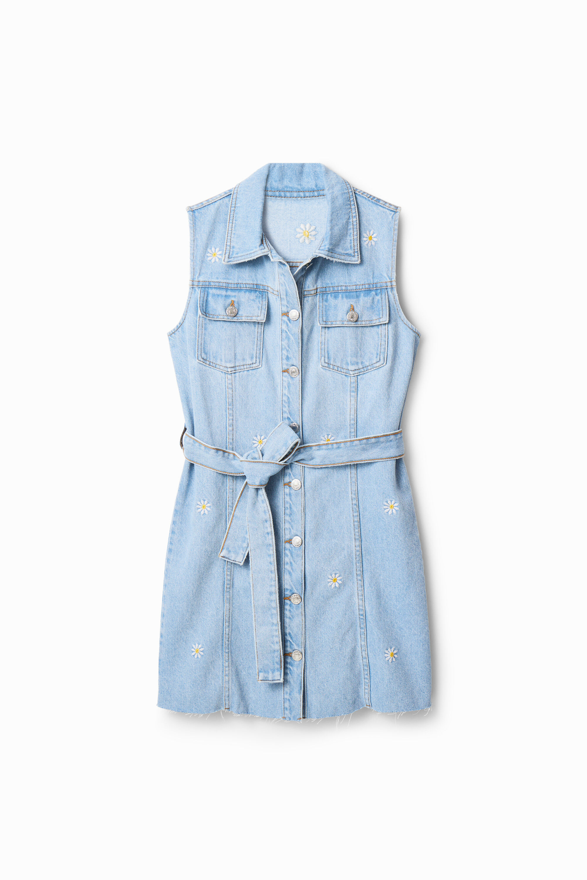 Robe courte en jean marguerites