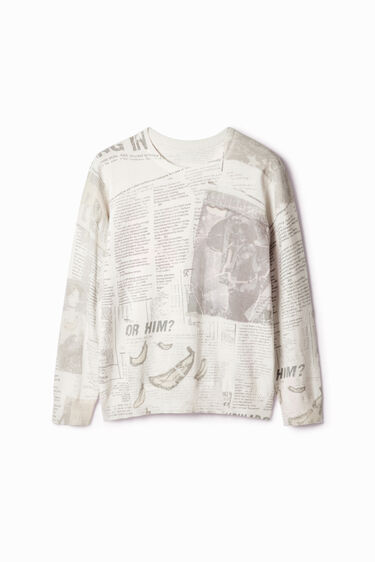 Fine newspaper pullover | Desigual