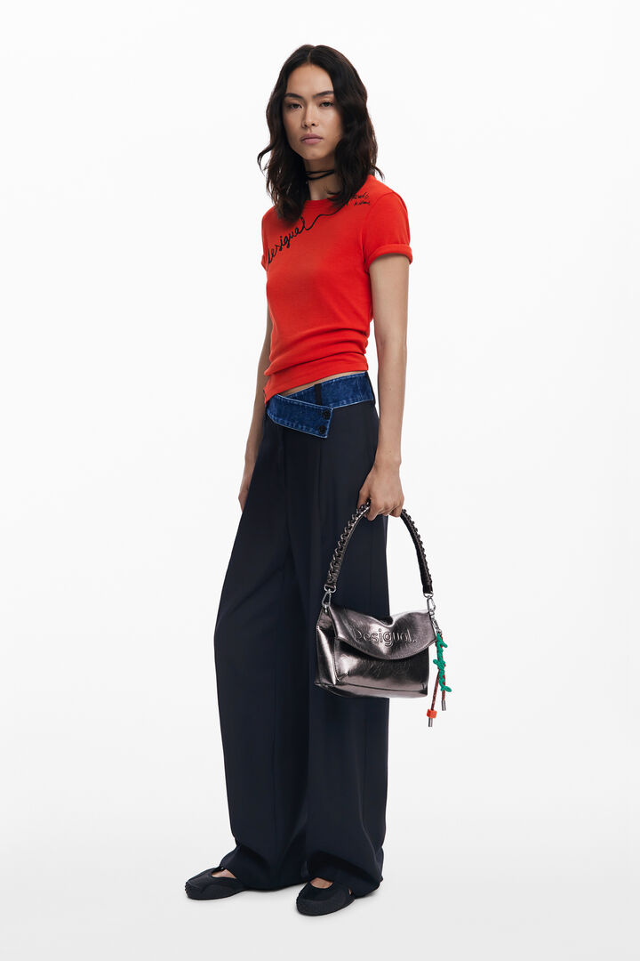Bolso logo 3D solapa metalizado mediano | Desigual
