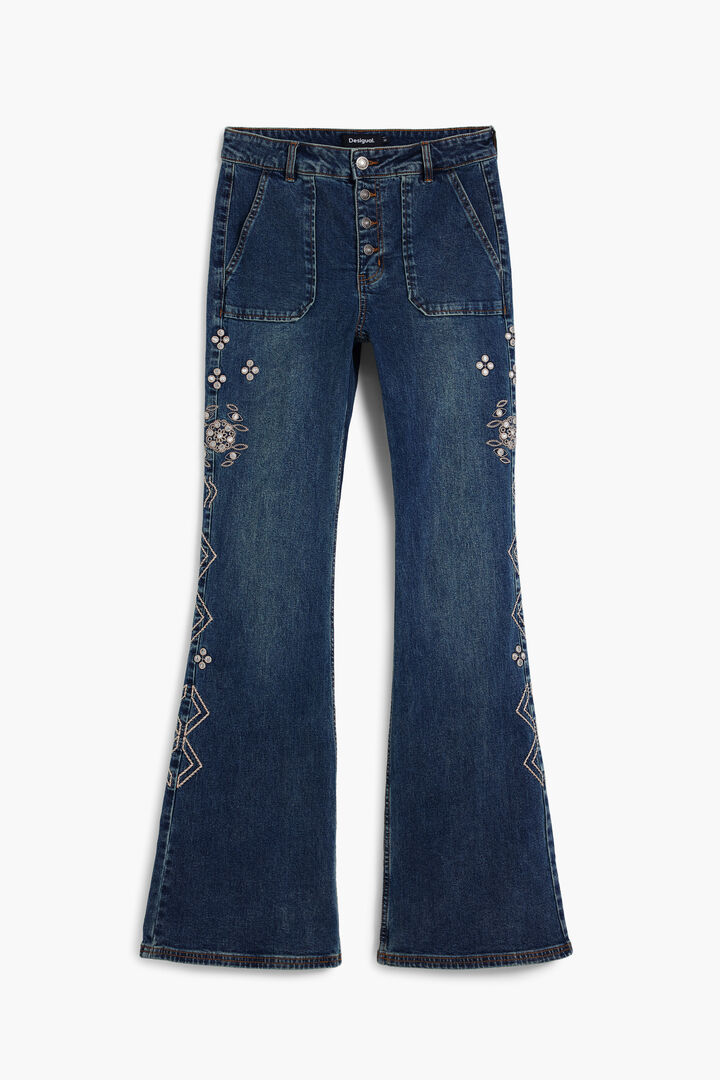 Embroidered flare jeans