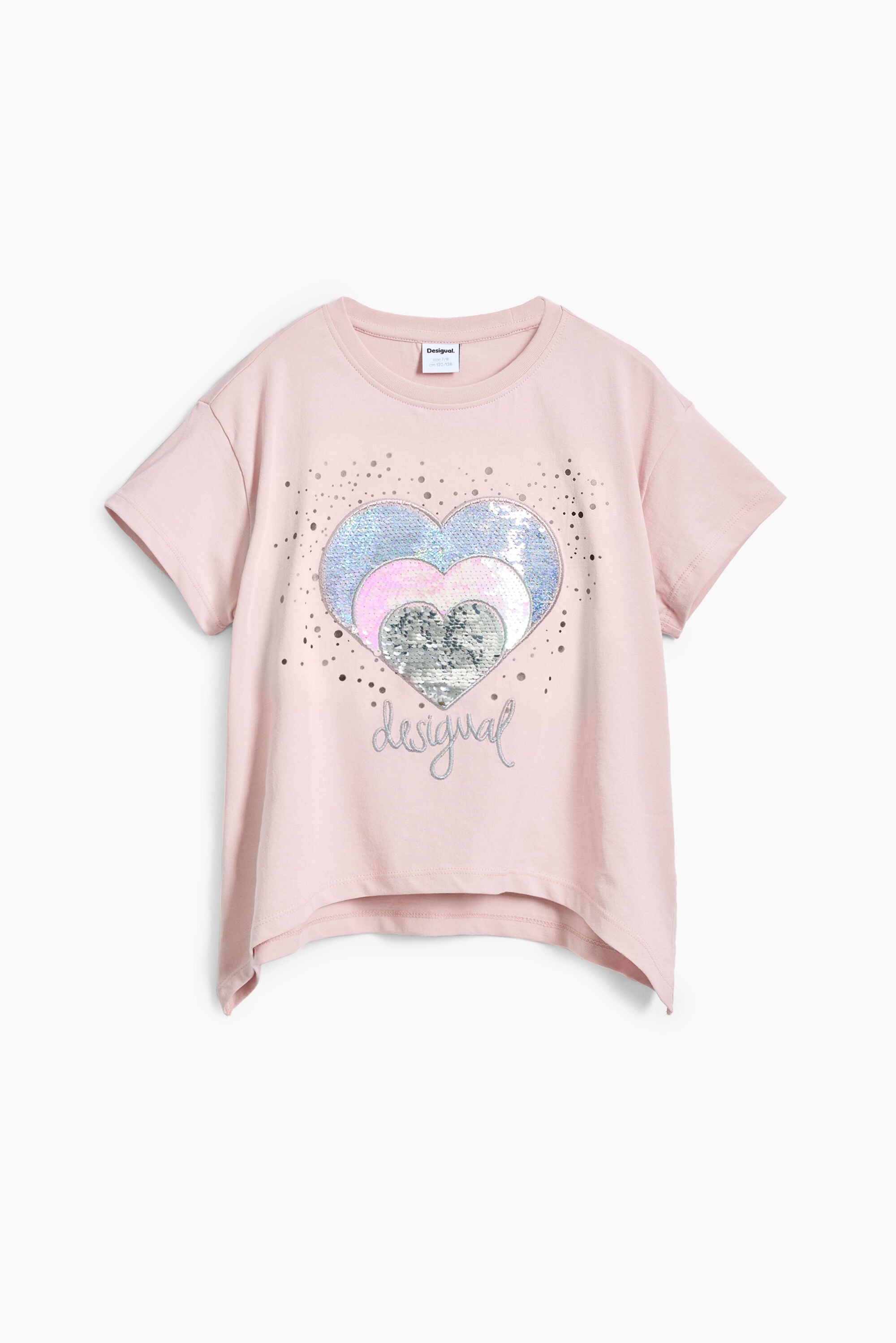 Camiseta corazón strass, Algodon, Rojo,