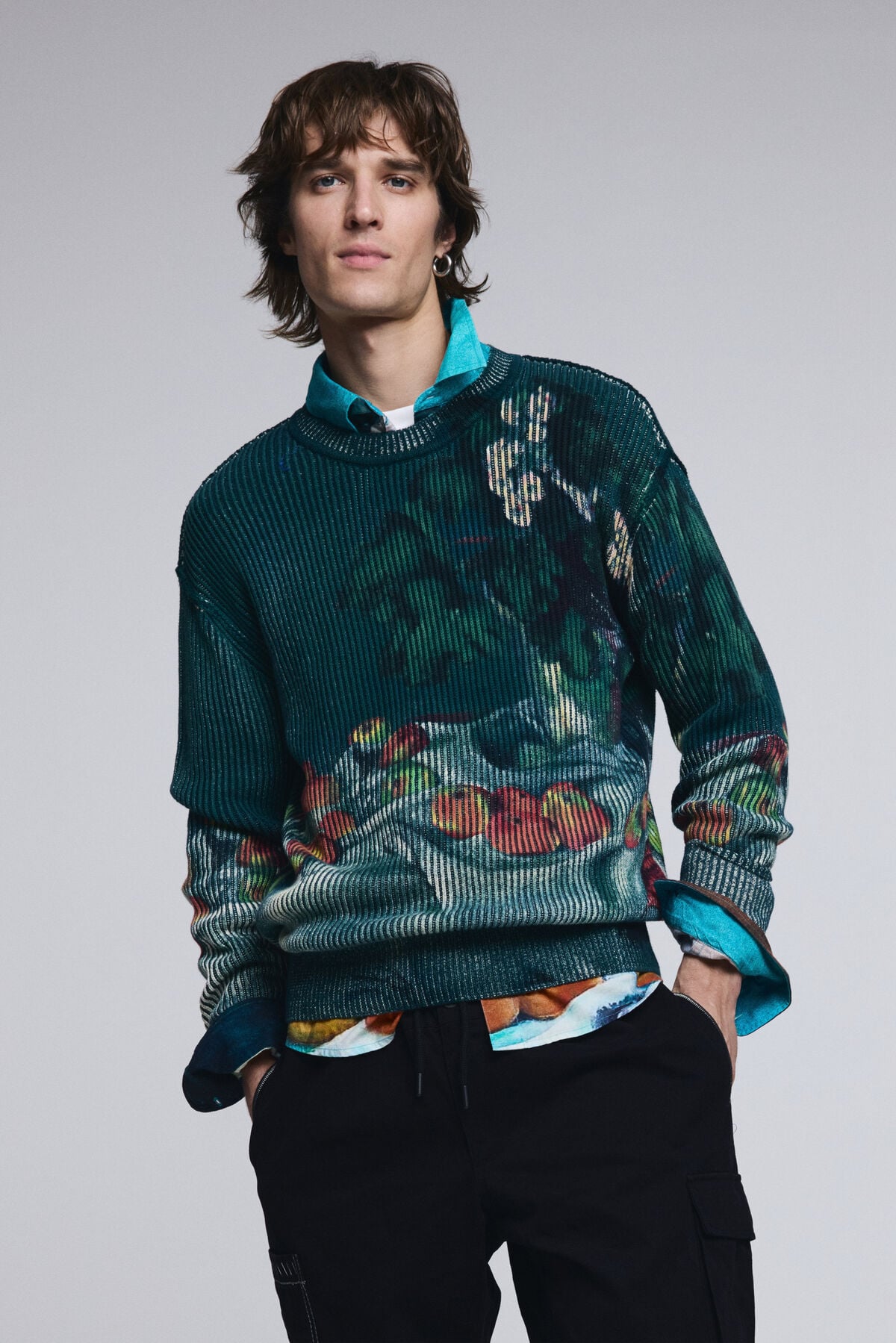 Still Life Texture Sweater blue for men I Desigual.com