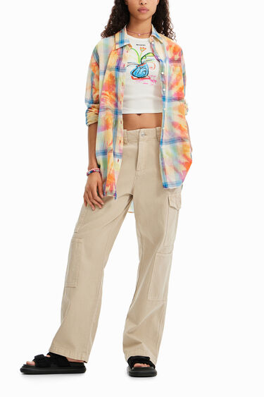 Camisa oversize cuadros tie-dye | Desigual
