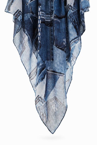 Denim patchwork rectangular foulard | Desigual