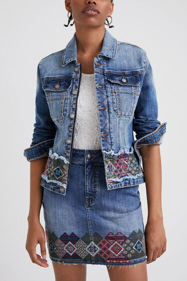 Denim jacket with border | Desigual