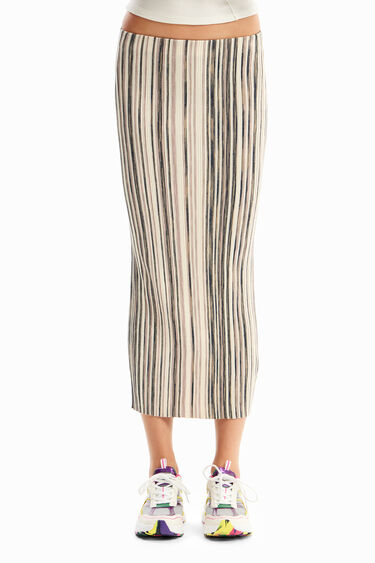 Stripy ribbed midi skirt | Desigual