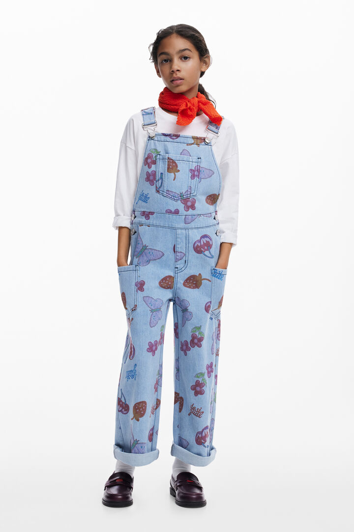 Salopette en denim avec fruits