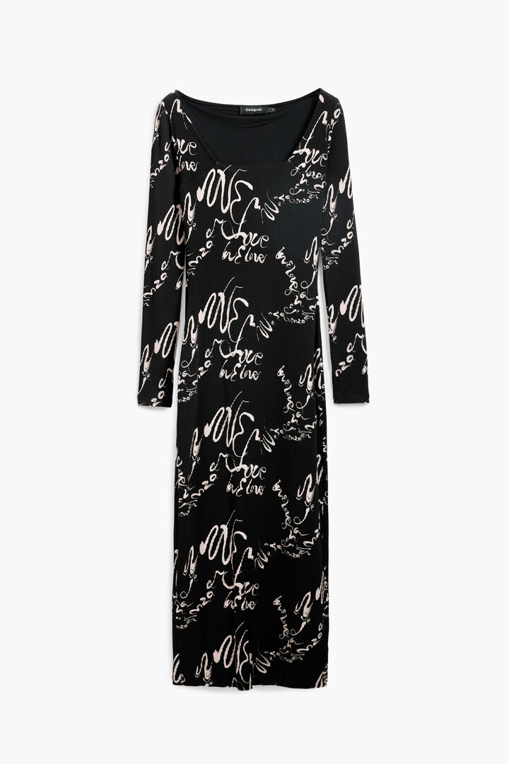 Robe à encolure carrée Lettering | Desigual