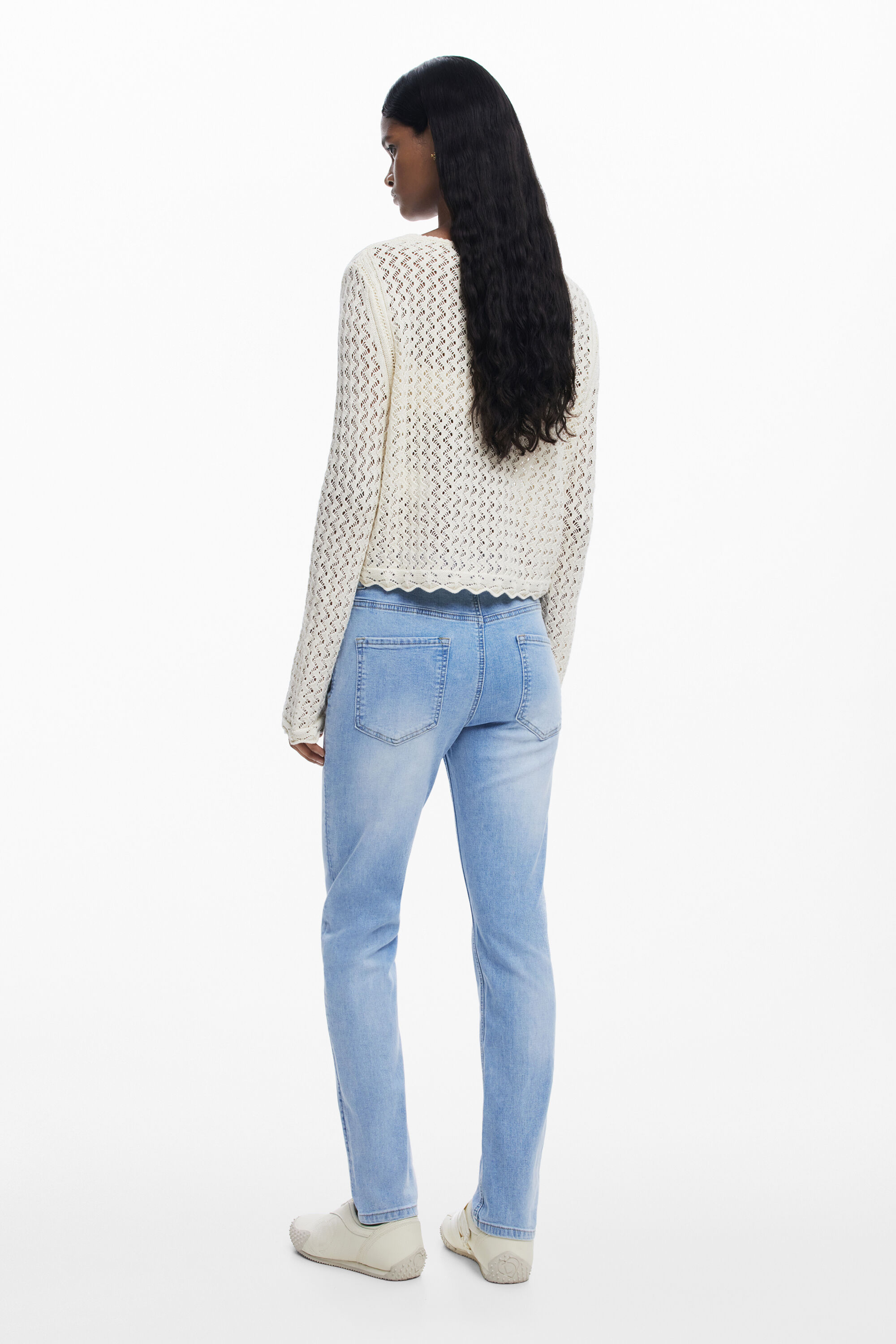 Desigual Slim Jeans With Patches In Blue