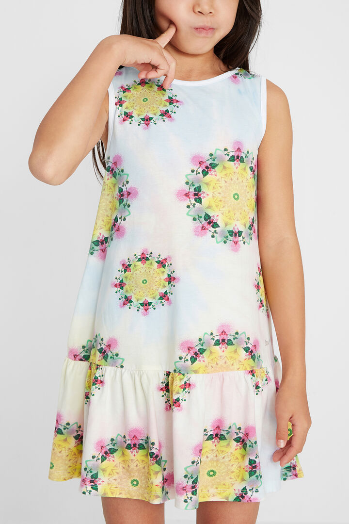 Vestido estampado algodón volantes | Desigual