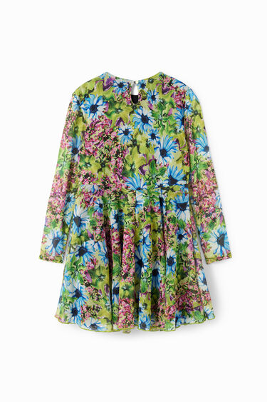 Long-sleeve tulle floral dress | Desigual