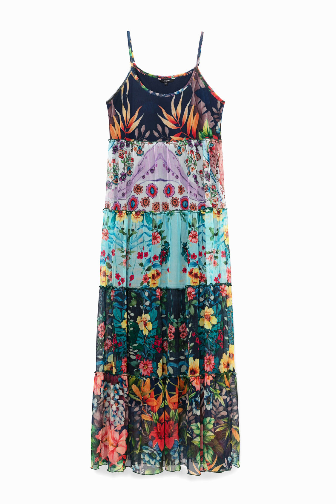 花柄パッチワーク Aライン ロングワンピース Desigual Com