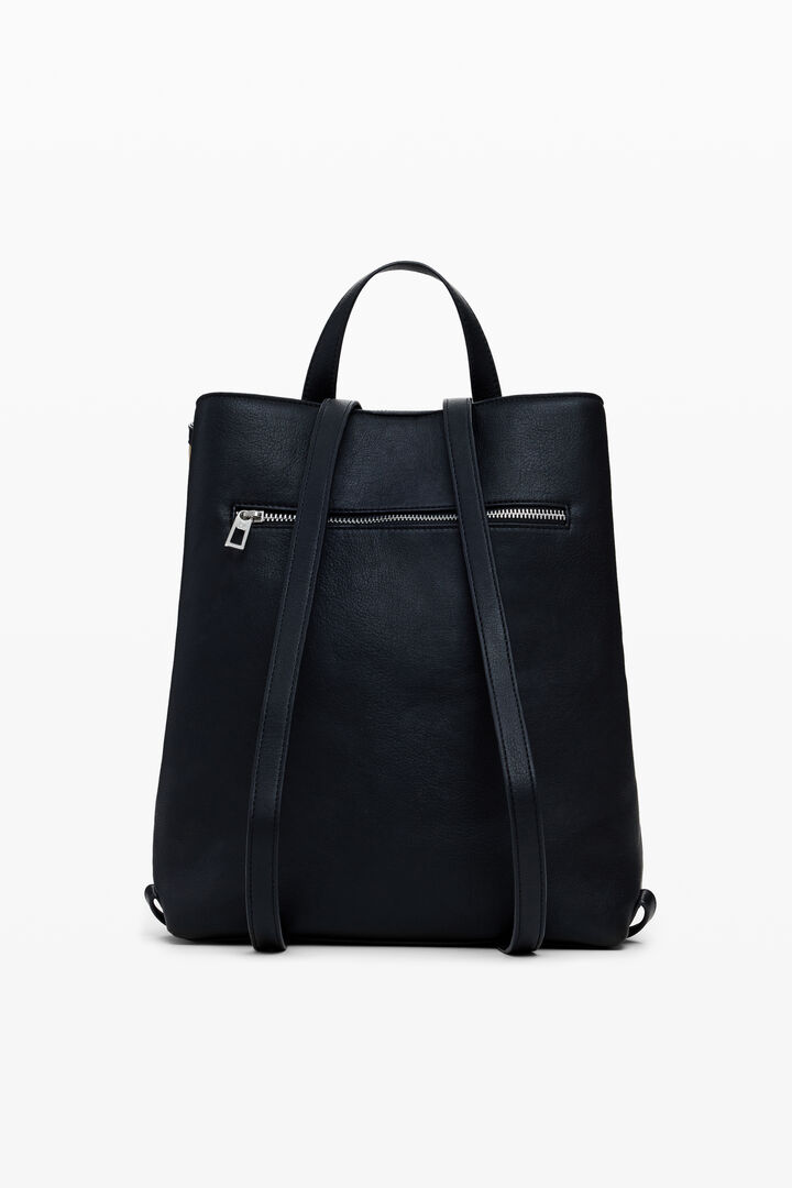 Mochila efecto piel puntadas mediana | Desigual