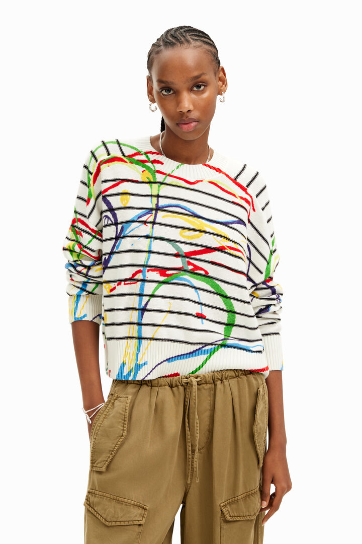 Short striped arty pullover