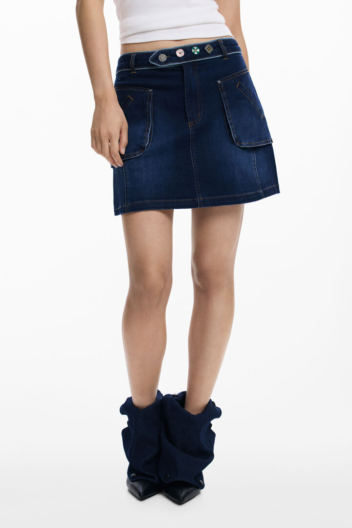 Short denim skirt with belt | Desigual