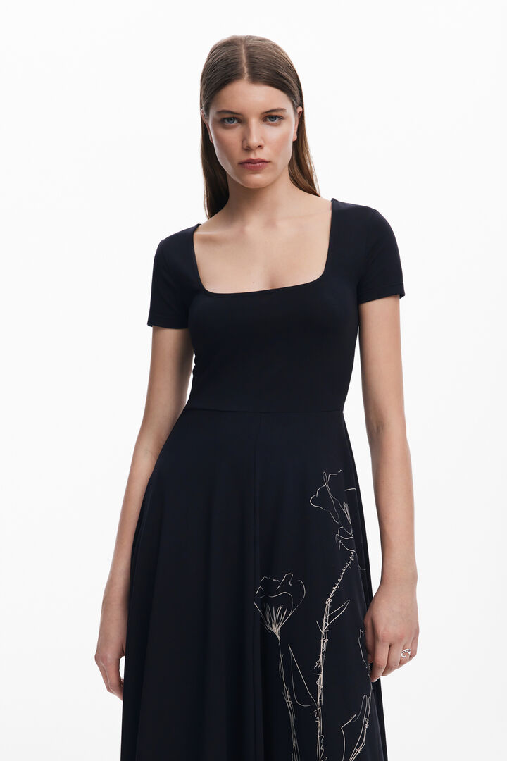 Vestido midi escotado | Desigual