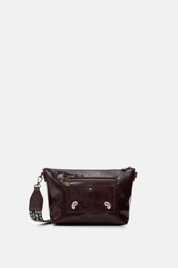 Bolso bandolera efecto piel bordado | Desigual