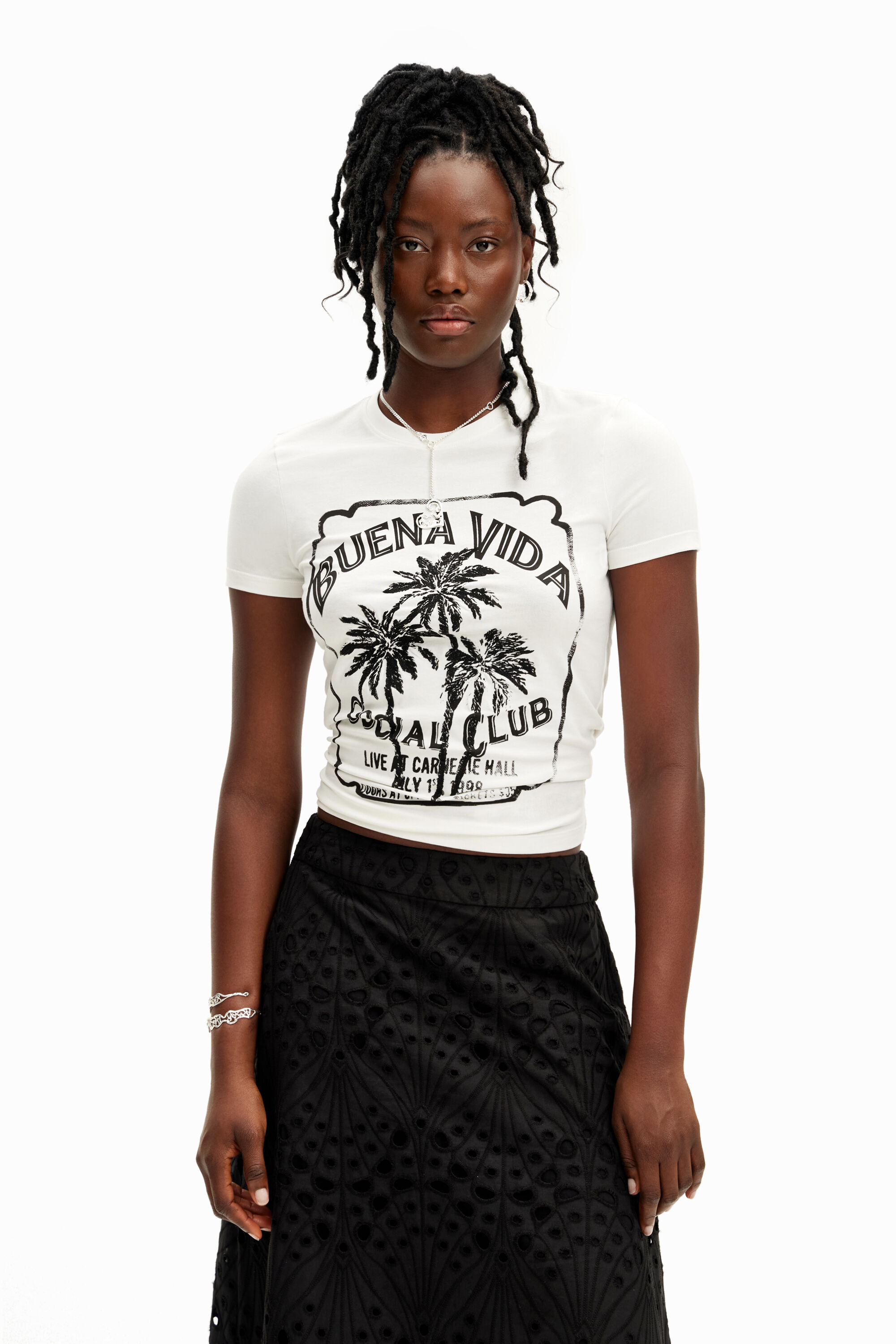 Shop Desigual Stella Jean Buena Vida T-shirt In White