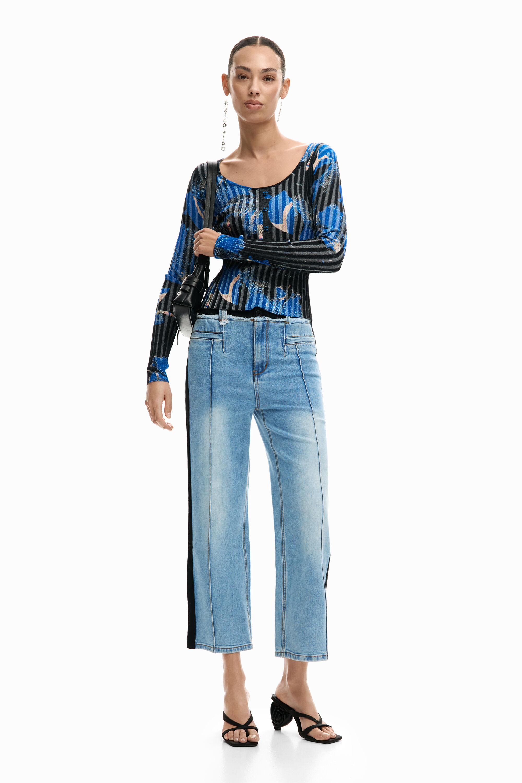 Desigual, Jeanshose aus zwei Materialien, Damen, Baumwolle, Blau, XL