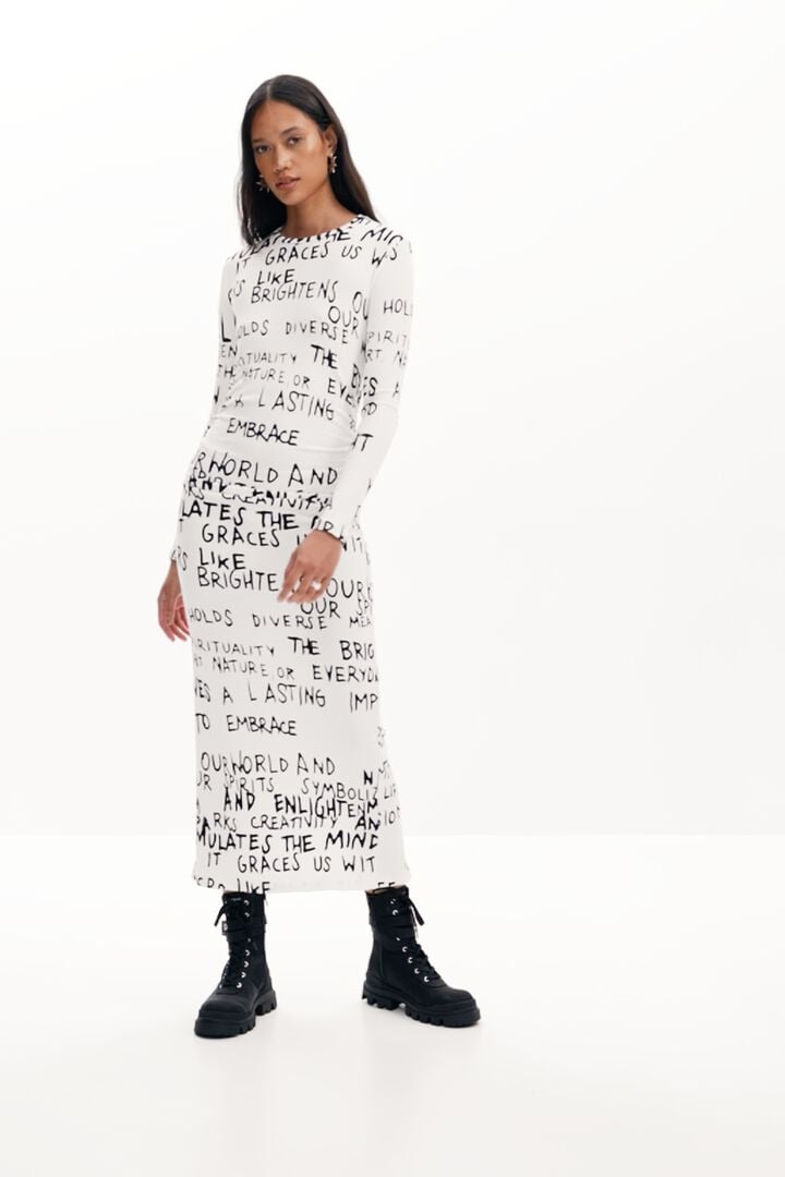 Midi dress with phrases | Desigual