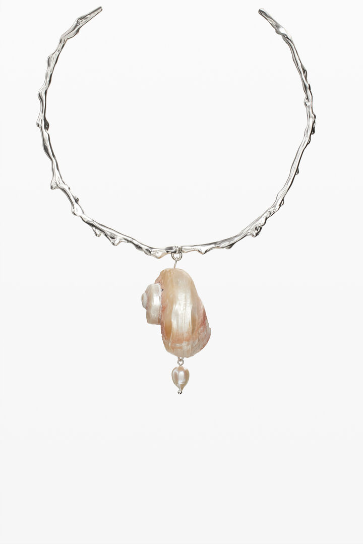 Collar rígido concha baño plata Zalio | Desigual