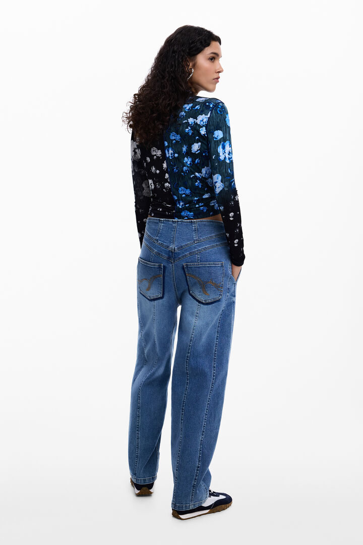 Two-tone floral T-shirt | Desigual