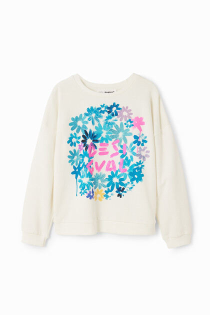 Sweatshirt met bloemen en logo
