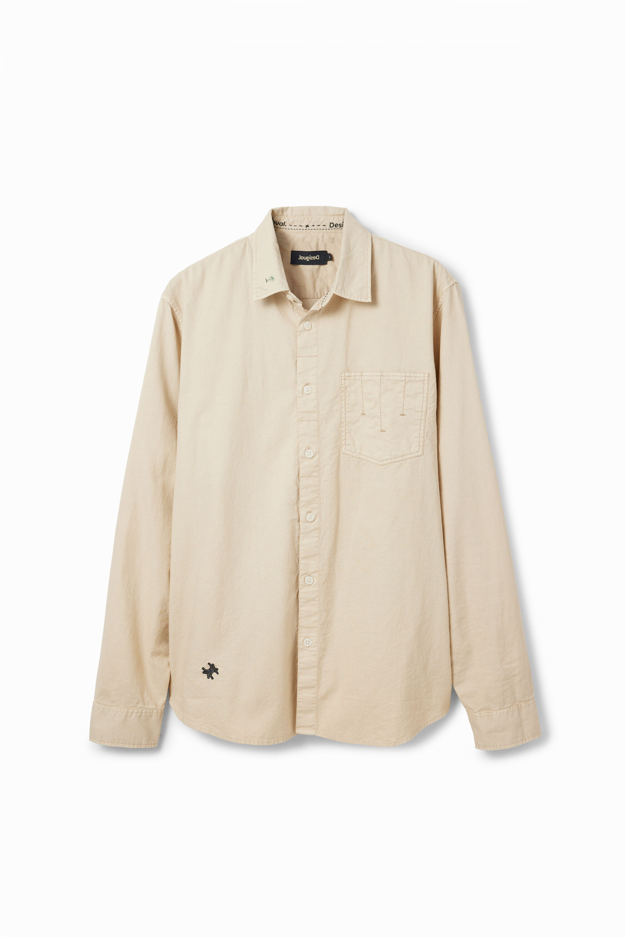 Long-sleeve embroidered shirt - BROWN - XXL