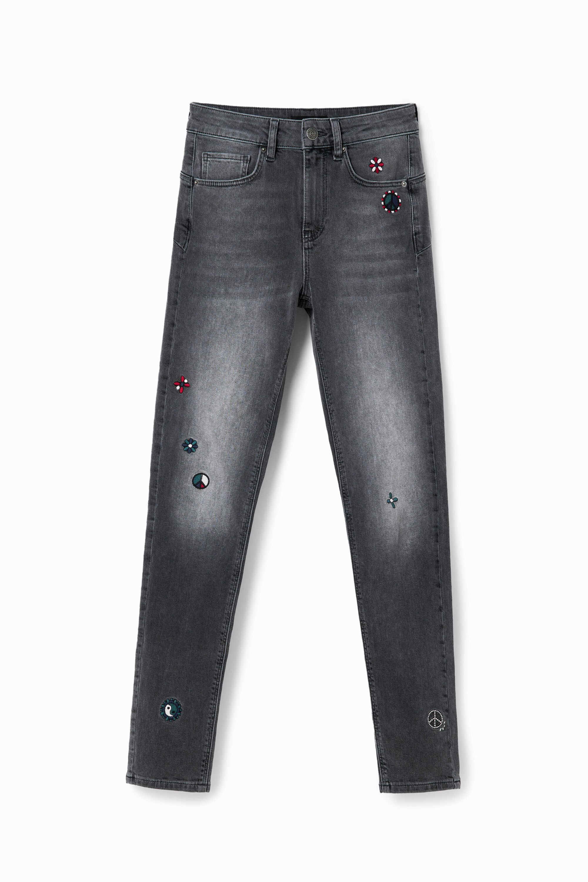 Desigual embroidered jeans sales