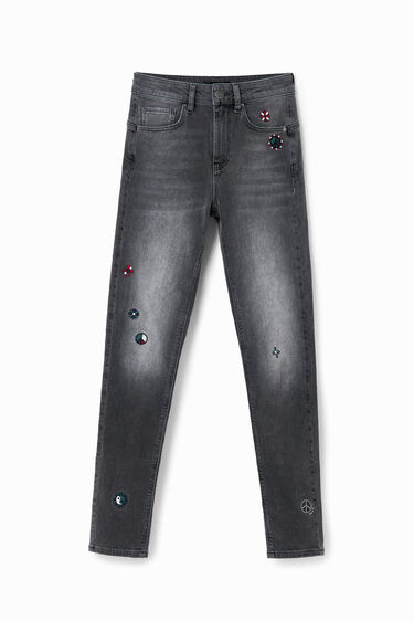Embroidered skinny push-up jeans | Desigual