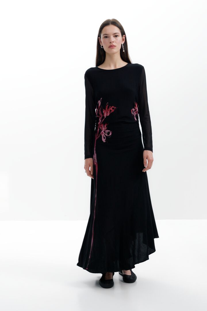 Asymmetric lily long dress | Desigual