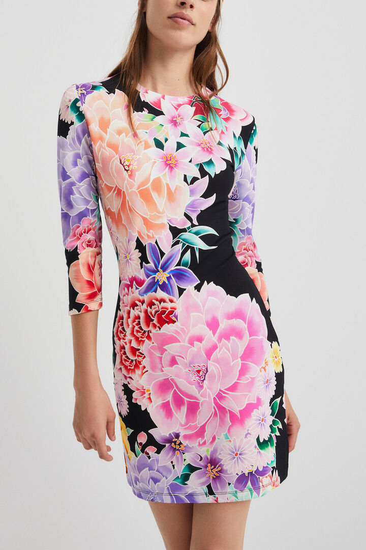 Floral slim short dress | Desigual