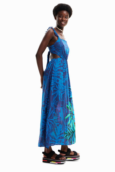 Vestido midi volantes tropical | Desigual