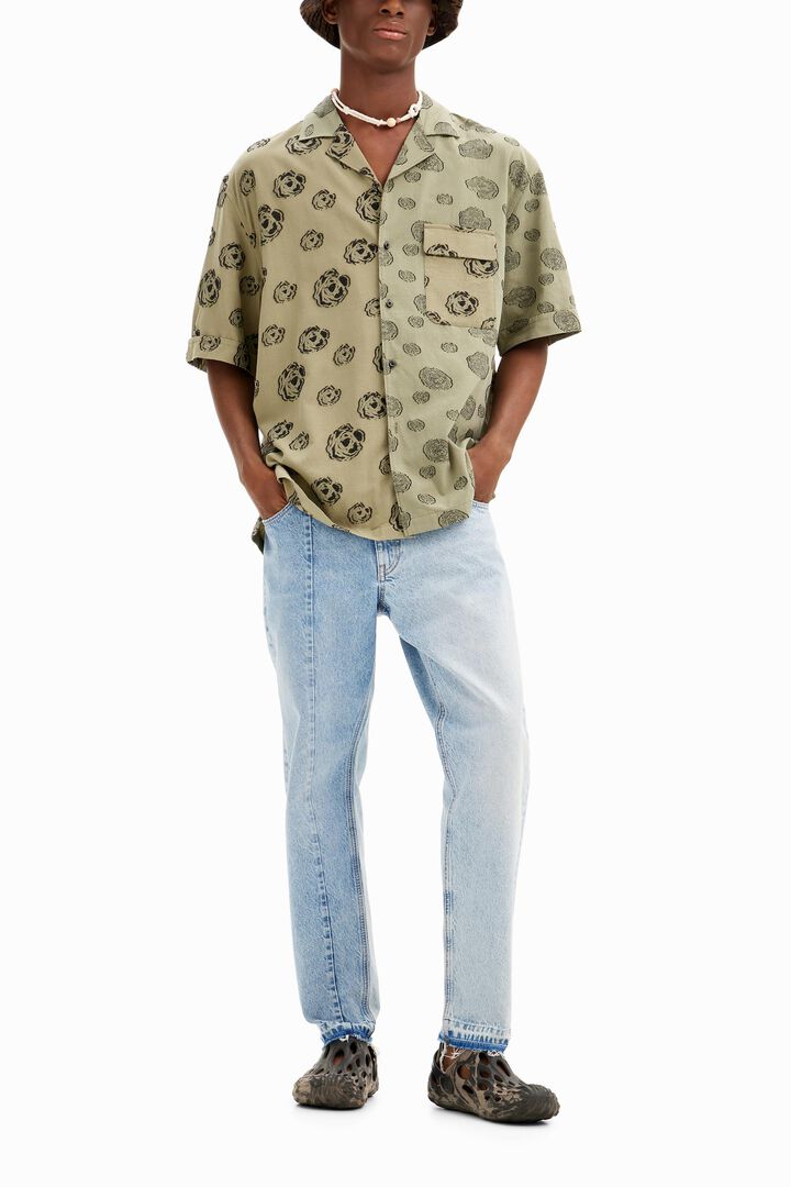 Short-sleeved shirt with roses | Desigual