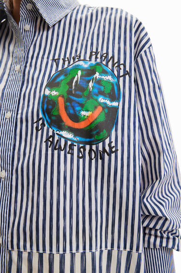 Camicia patch righe illustrazione | Desigual