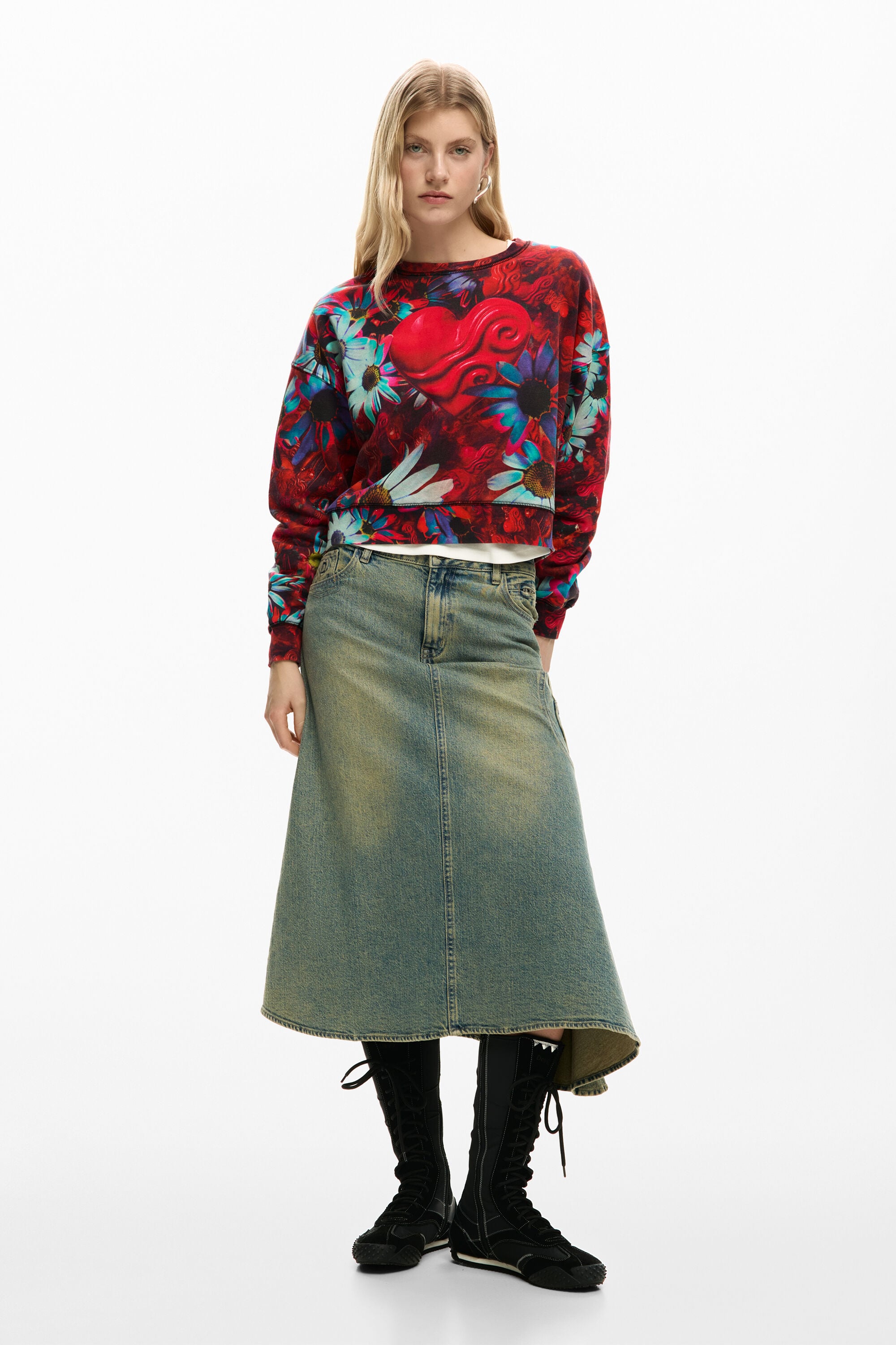 ハート柄スウェット 黒 女性用 I Desigual.com